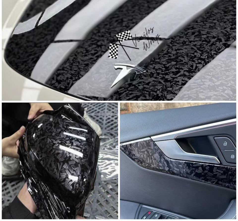 thumbnail image 2 of SHENKENUO 7D Glossy Carbon Fiber Vinyl Wrap – 12x60 Inches, Black, Waterproof, Universal 2 of 6